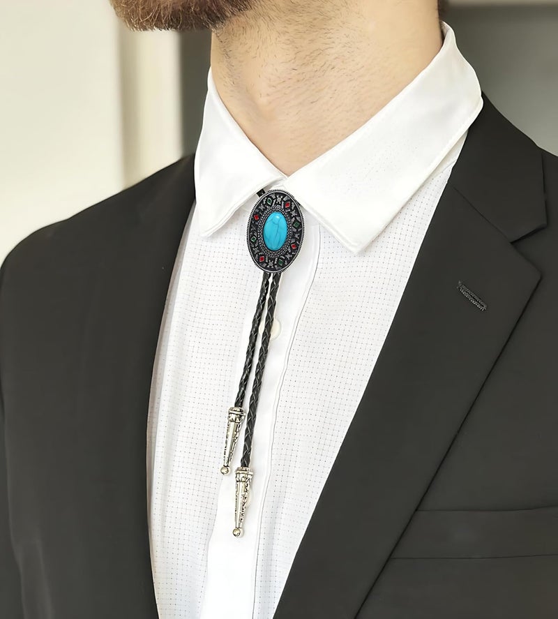 Eohak Western Cowboy Bolo Tie Rodeo Leather Necktie for Men Women Costume Accessories - Image 5